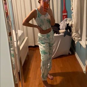 Tie dye Sweatpants and cropped tank top